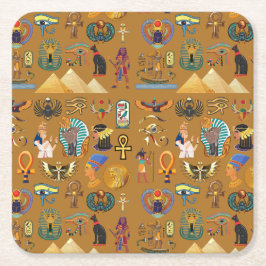 Egyptisk hieroglyfisk-Mönster Hieroglyphi Underlägg Papper Kvadrat