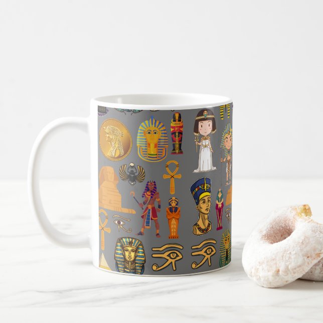 Egyptisk hieroglyfisk - Mönster Pharaoh Kaffemugg (Med munk)