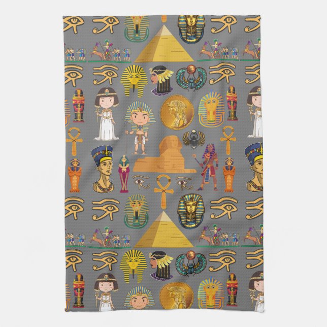 Egyptisk hieroglyfisk - Mönster Pharaoh Kökshandduk (Vertikal)