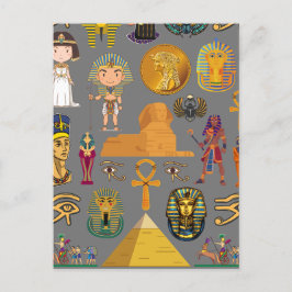 Egyptisk hieroglyfisk - Mönster Pharaoh Vykort