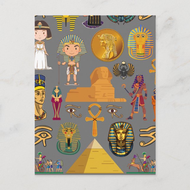 Egyptisk hieroglyfisk - Mönster Pharaoh Vykort (Framsida)