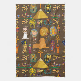 Egyptisk hieroglyfisk-Mönster-symbol Kökshandduk