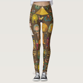 Egyptisk hieroglyfisk-Mönster-symbol Leggings
