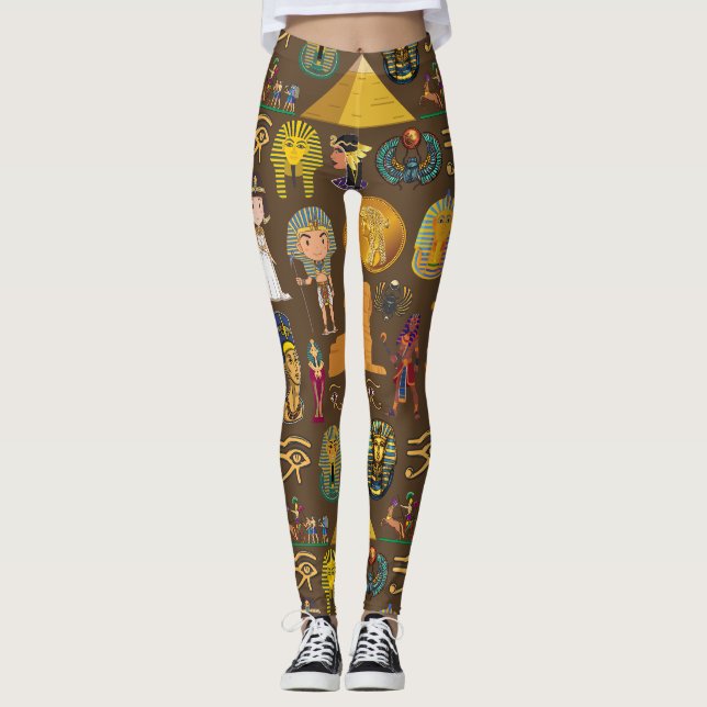 Egyptisk hieroglyfisk-Mönster-symbol Leggings (Framsida)