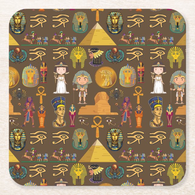Egyptisk hieroglyfisk-Mönster-symbol Underlägg Papper Kvadrat (Framsidan)