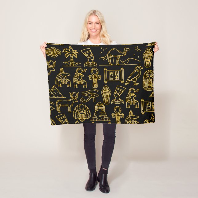 Egyptisk hieroglyfisk symbol Mönster Fleecefilt (På plats)