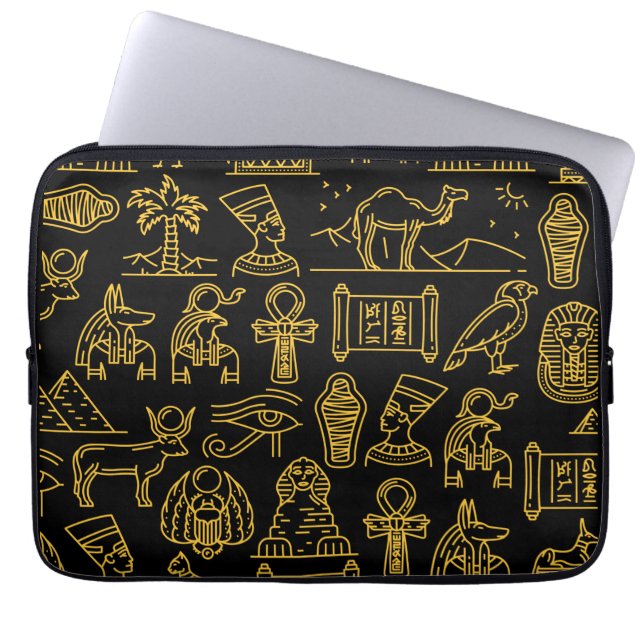 Egyptisk hieroglyfisk symbol Mönster Laptop Fodral (Framsidan)