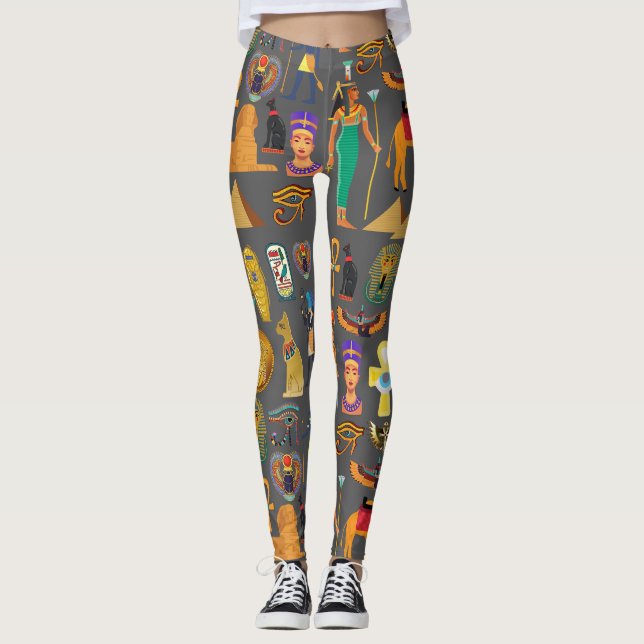 Egyptisk hieroglyfisk symbol Mönster pharaoh Leggings (Framsida)