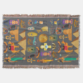 Egyptisk hieroglyfisk symbolmönster farao filt