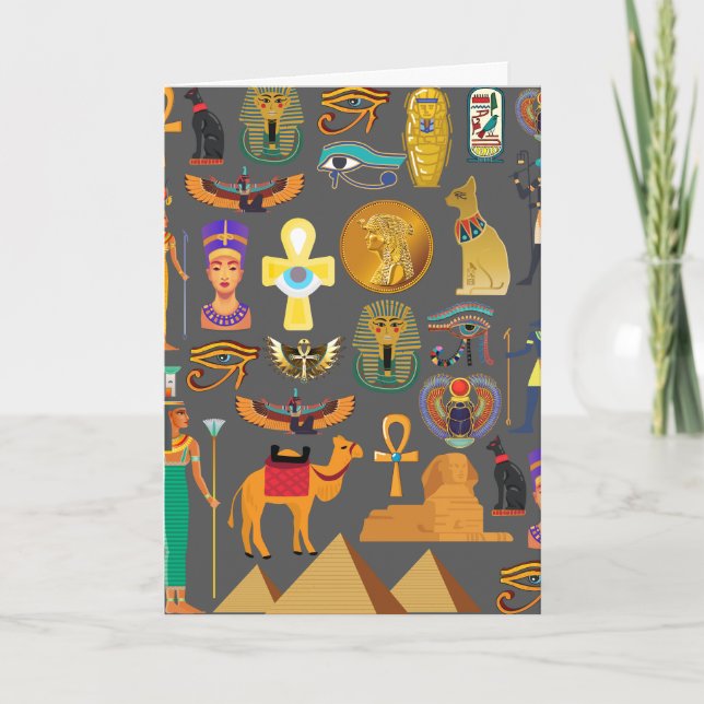Egyptisk hieroglyfisk symbolmönster farao      kort (Framsida)