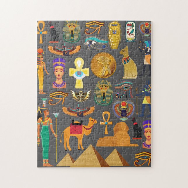 Egyptisk hieroglyfisk symbolmönster farao      pussel (Vertikal)
