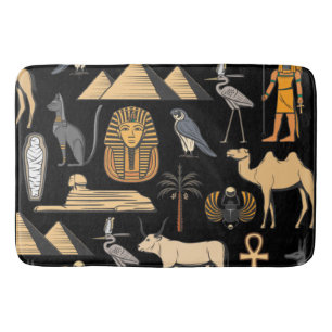 Egyptisk hieroglyfisk symbolmönsterbakgrund badrumsmatta