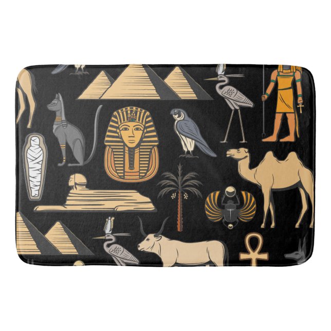 Egyptisk hieroglyfisk symbolmönsterbakgrund badrumsmatta (Framsidan)
