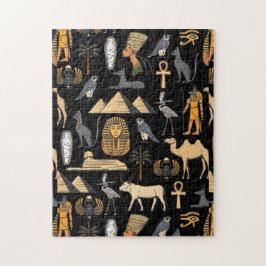 Egyptisk hieroglyfisk symbolmönsterbakgrund pussel