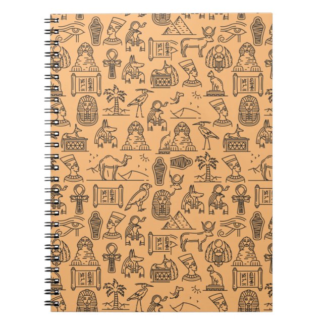 Egyptisk Hieroglyphic Symbol-bakgrund Anteckningsbok (Framsidan)