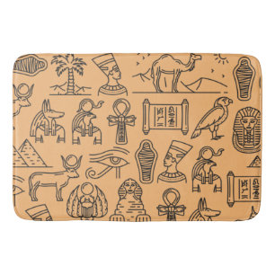Egyptisk Hieroglyphic Symbol-bakgrund Badrumsmatta