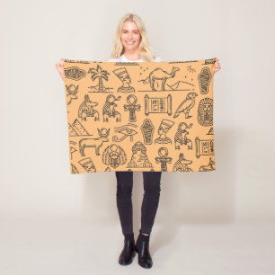 Egyptisk Hieroglyphic Symbol-bakgrund Fleecefilt