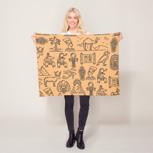 Egyptisk Hieroglyphic Symbol-bakgrund Fleecefilt (På plats)