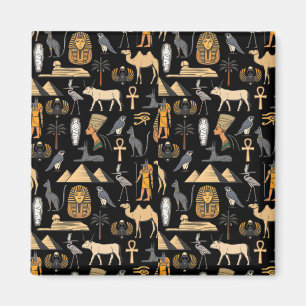 Egyptisk Hieroglyphic Symbol Mönster Background Magnet