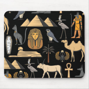 Egyptisk Hieroglyphic Symbol Mönster Background Musmatta