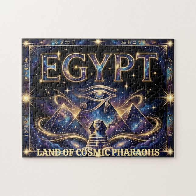 Egyptisk Horus öga Kosmisk Pyramid Konst Pussel (Horisontell)