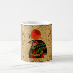 Egyptisk Horus prydnad på papyrusen Kaffemugg