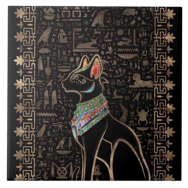 Egyptisk katt - Bastet Kakelplatta (Framsidan)