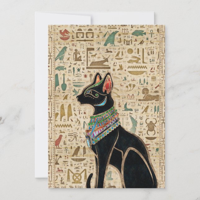 Egyptisk katt - Bastet on papyrus Julkort (Framsida)
