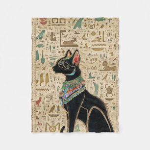 Egyptisk katt - Bastet på papyrus Fleecefilt