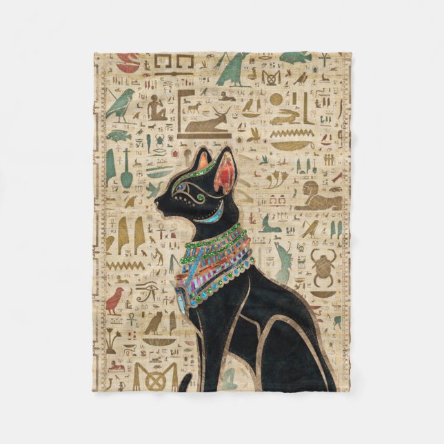Egyptisk katt - Bastet på papyrus Fleecefilt (Framsidan)