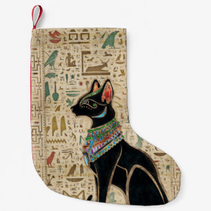 Egyptisk katt - Bastet på papyrus Liten Julstrumpa