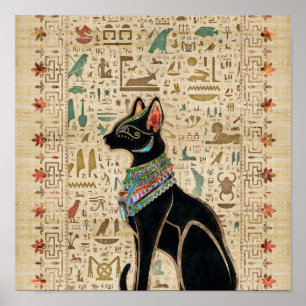 Egyptisk katt - Bastet på papyrus Poster