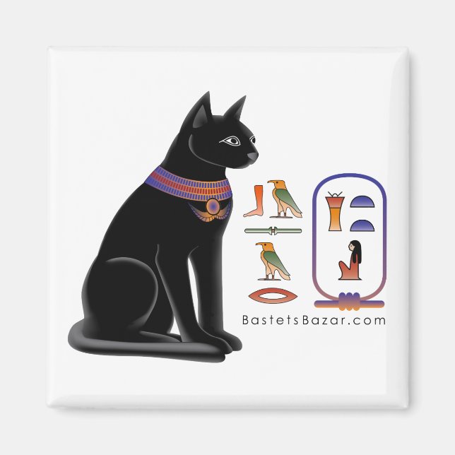 Egyptisk katt Hieroglyphic Magnet (Framsidan)
