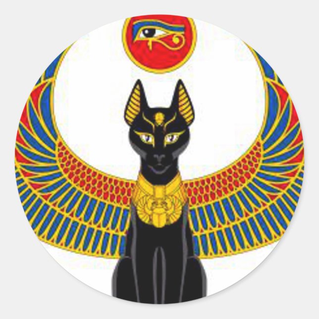 Egyptisk katt runt klistermärke (Framsida)