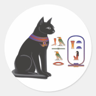 Egyptisk kattgudinna Bastet Runt Klistermärke