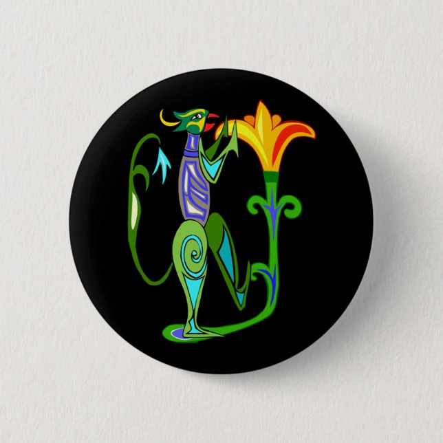 Egyptisk konst Deco med en Lotus Flower-knapp Knapp (Framsida)