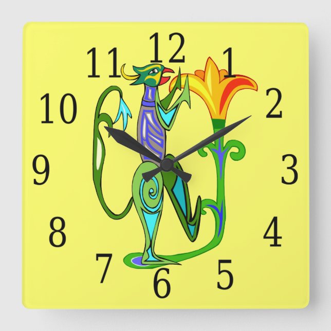 Egyptisk konst med Lotus Flower Square Clock Fyrkantig Klocka (Framsida)