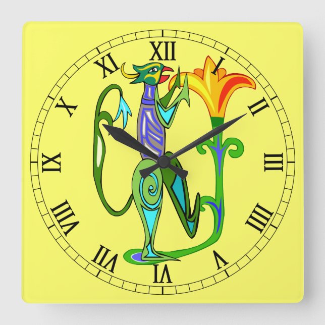 Egyptisk konst med romerskt siffer- för fyrkantig klocka (Framsida)