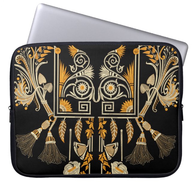Egyptisk konst traditionell guld gräns skapar hand laptop fodral (Framsidan)