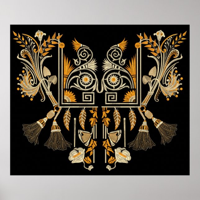 Egyptisk konst traditionell guld gräns skapar hand poster (Framsidan)