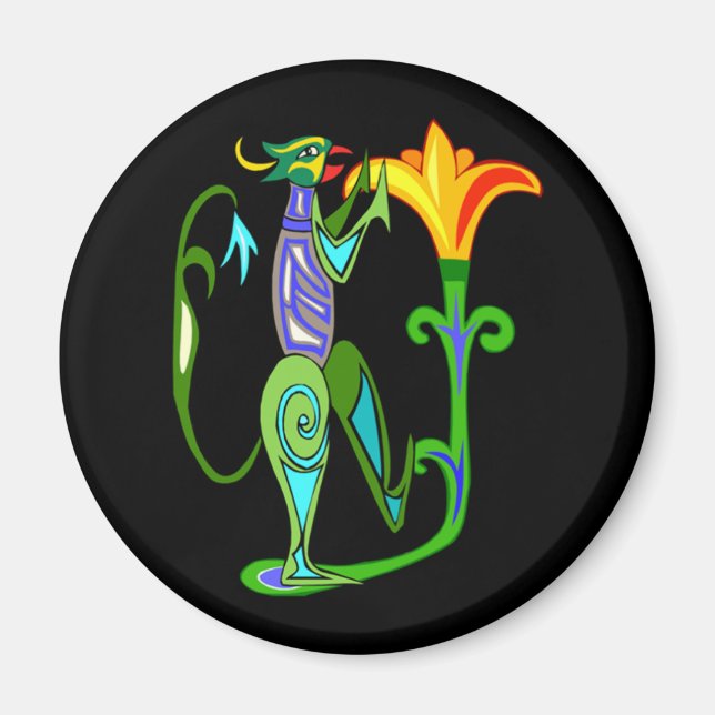 Egyptisk konsthändelse med Lotus Flower Magnet (Framsidan)