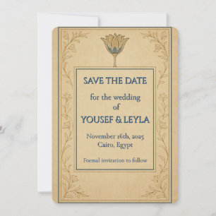 Egyptisk Lotus Guld Save the Date-kort Spara Datumet
