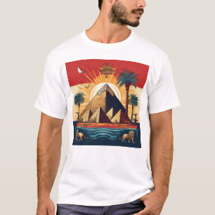 Egyptisk pyramidkonst med Sol och kulturellt Insla T Shirt