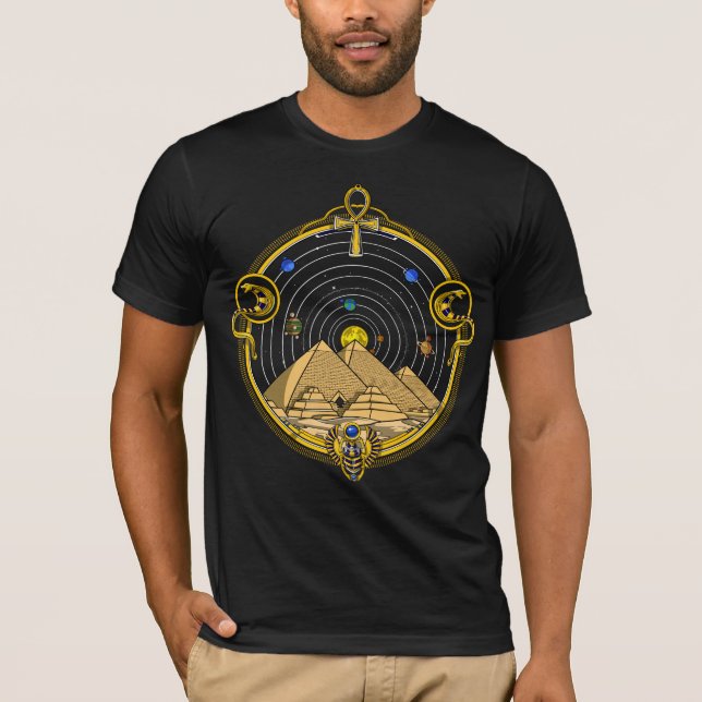 Egyptisk pyramids astronomi t shirt (Framsida)