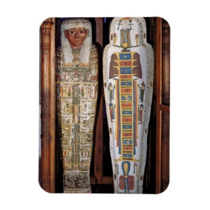 Egyptisk sarkofag som täckas med hieroglyphics (p magnet