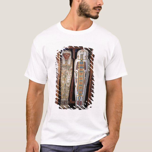 Egyptisk sarkofag som täckas med hieroglyphics (p tee (Framsida)