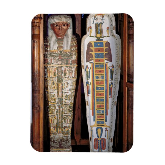 Egyptisk sarkofagus täckt med hieroglyfi (p magnet (Vertikal)