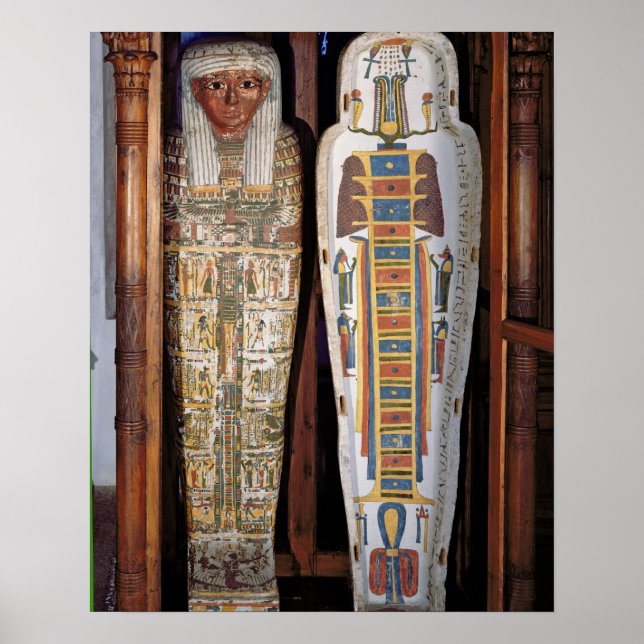 Egyptisk sarkofagus täckt med hieroglyfi (p poster (Framsidan)