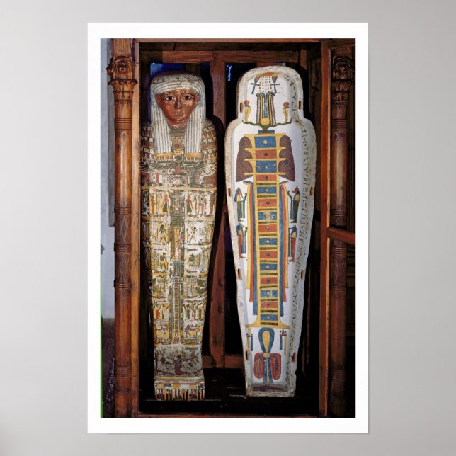 Egyptisk sarkofagus täckt med hieroglyfi (p poster (Framsidan)