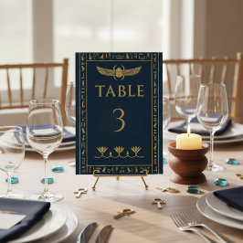 Egyptisk Skarabé & Lotus – Redigerbar Bordsnummer